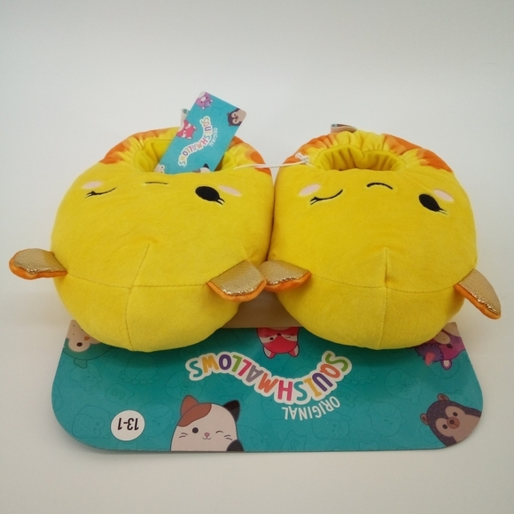 NWT Squishmallows Bijan the Dumbo Octopus Slippers 13-1 Yellow Limited - Picture 3 of 6